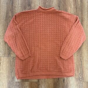 VTG Pronto Moda Terracotta Orange Textured Knit Cotton Sweater Mens XL USA Made